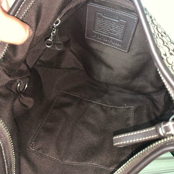 COACH Brown Signature Canvas Hobo Shoulder Bag - Picture 6 of 7